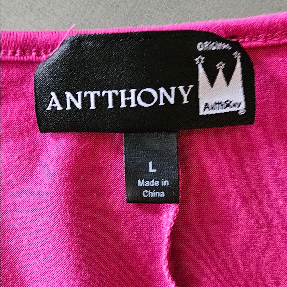 Antthony Originals 2-Piece Maxi Dress & Cardigan Set Pink Gray Striped Large NWT - Picture 13 of 14
